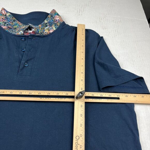 Robert Graham Mens Polo Shirt Blue Flip Contrast Collar Cotton Short Sleeve XXL - Picture 6 of 11